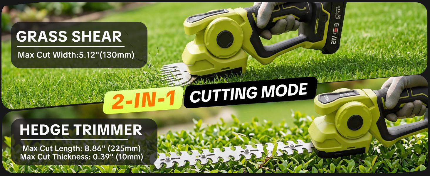 【FathersDayGift】SEESE Cordless 2-in-1 Grass Shear & Shrub Trimmer, Handheld Electric Hedge Trimmer, 2*21V Batteries,Lightweight for Lawn Hedge Garden Yard Maintenance fathersdaygift