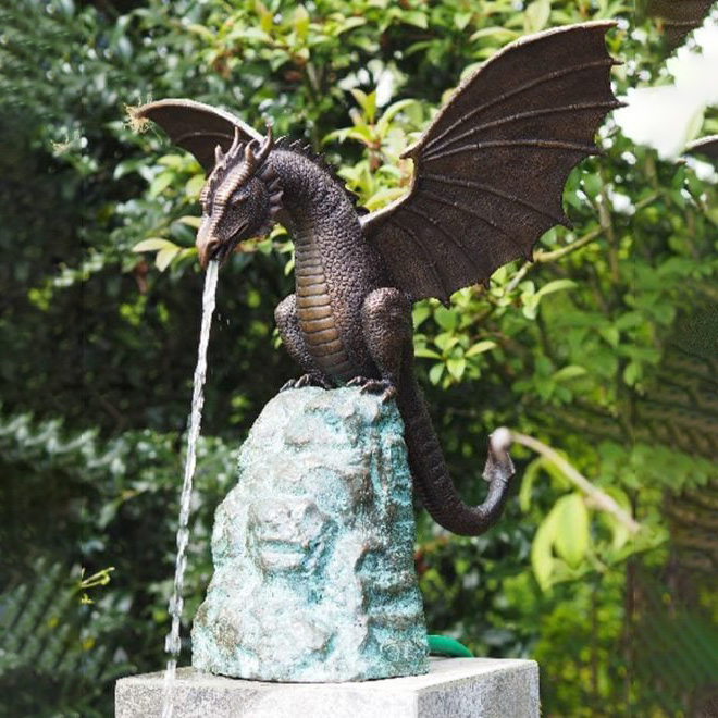 🦖Precision Casting Fire-breathing Dragon Sculpture Waterscape