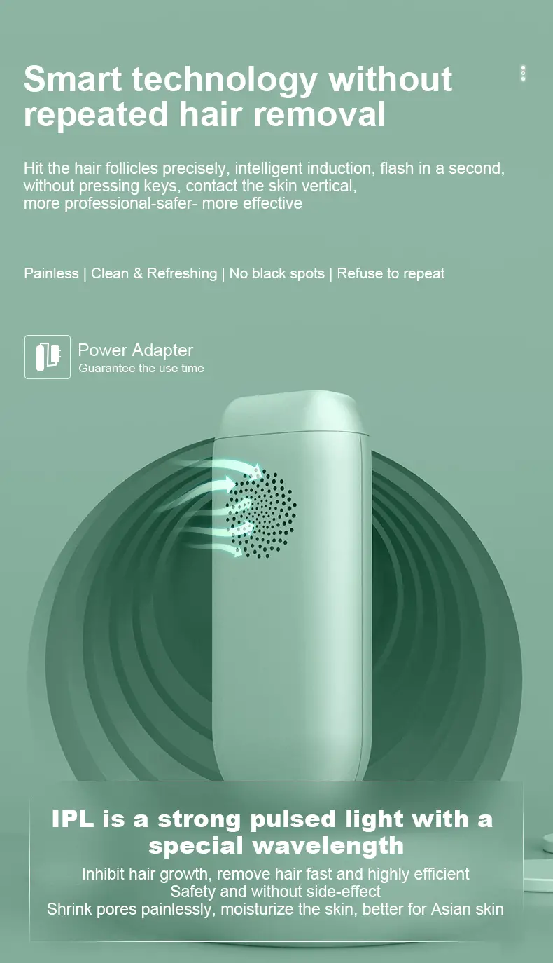 1pc effective and safety ipl hair removal device for women and men permanent hair removal 999 999 flashes painless hair remover on armpits back legs arms face bikini line 5 different modes also help to smooth skin 7 08 x2 68 details 2