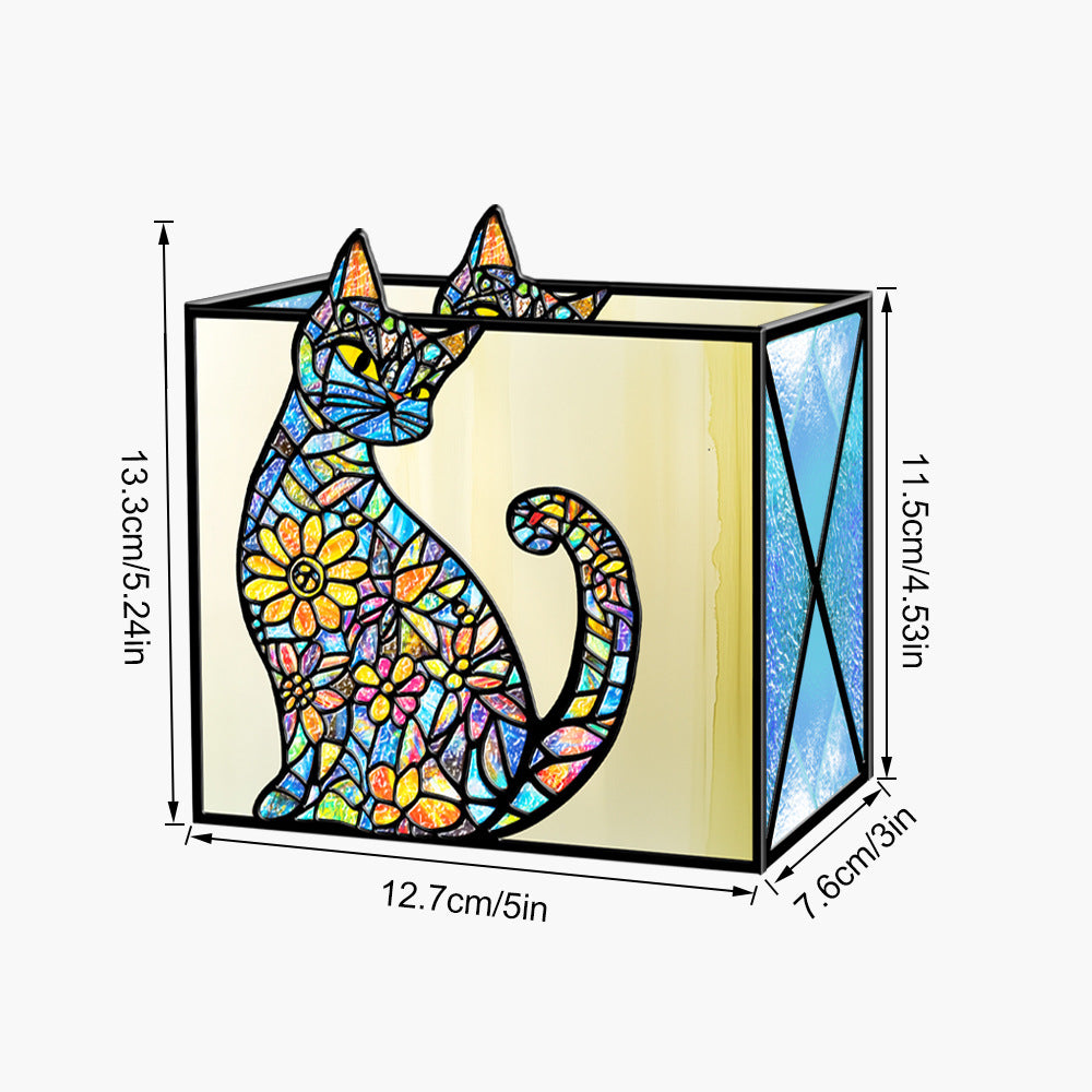 Stained-Glass-Style Acrylic Pen Holder for Colorful Desk Décor