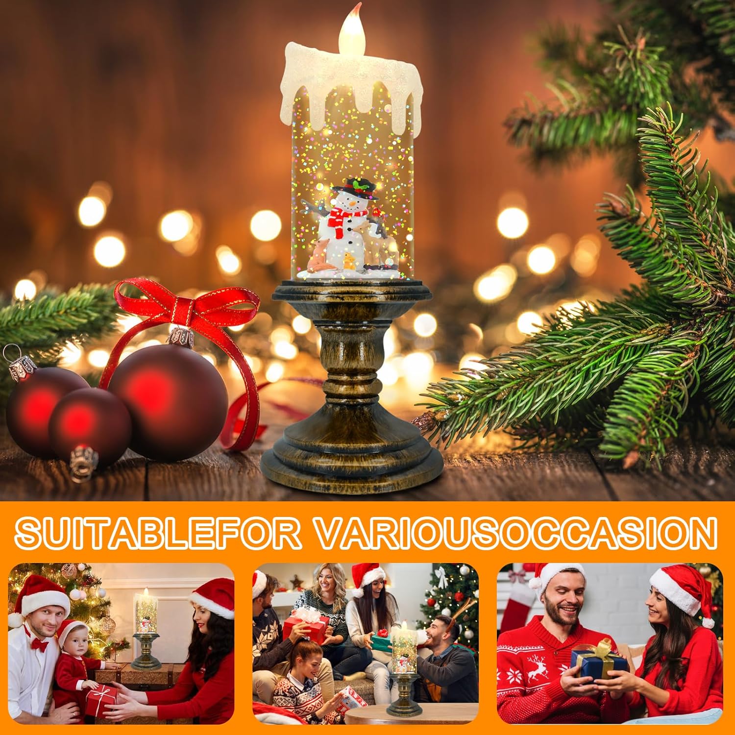 🎅🕯Christmas Flameless Globe Candle Light