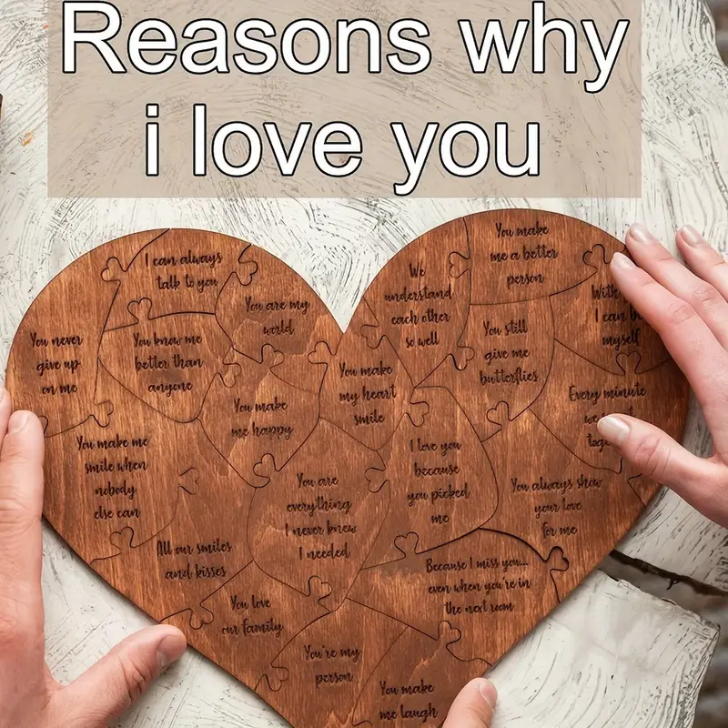 Wooden Heart Puzzle, 20 Reasons Why I Love You