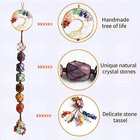 🔥 49% OFF💕7 Chakra Stone Healing Crystal Tree of Life Chakra Hanging Ornament