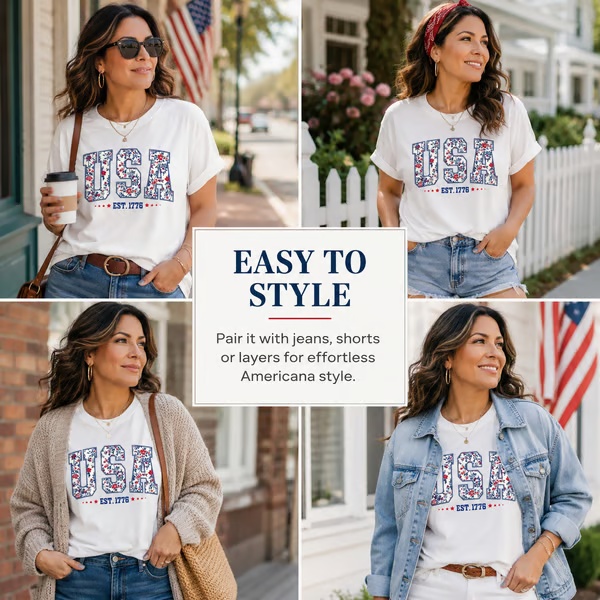 250th Anniversary USA Shirt Classic Design Oversized Patriotic Tee