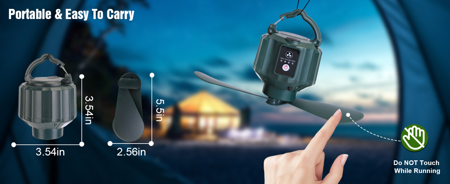 带灯笼的露营风扇