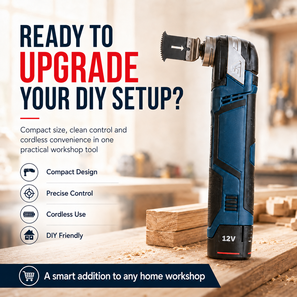 Compact cordless precision cutter ready for a home DIY workshop