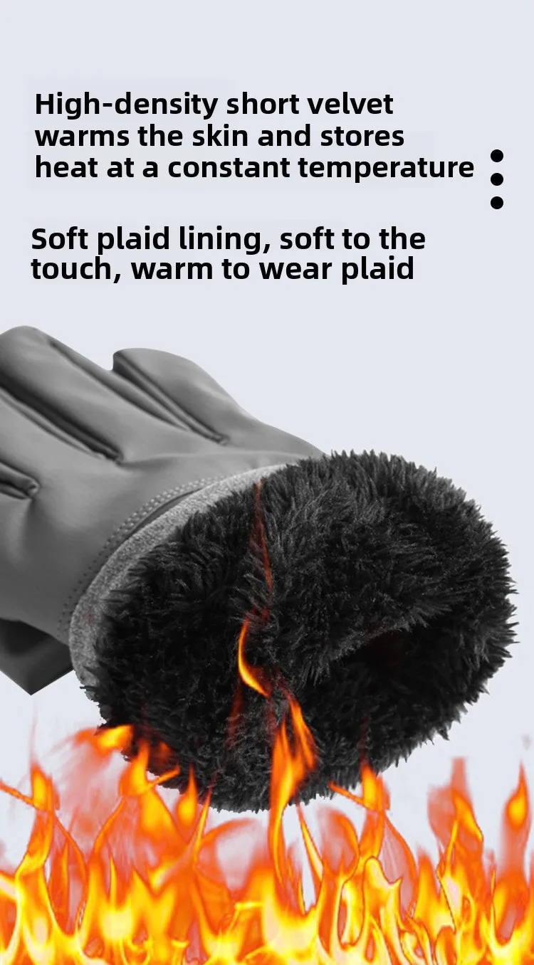 Warm Fleece Lined Thick Winter Motorcycle Gloves Waterproof Non Slip Touch Screen Compatible Men's Cycling Driving Gloves display picture 5