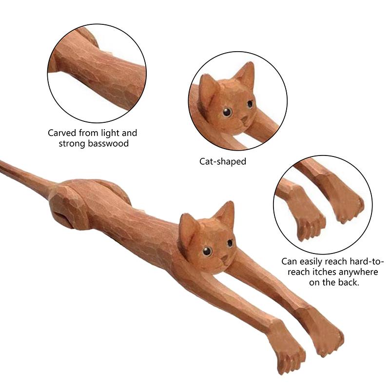 🐱✨ Cat-Shaped Wooden Back Scratcher (Your Cozy, Independent Itch Helper!) ✨🐱