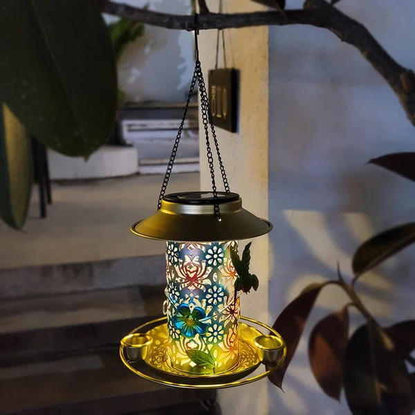 49% OFF - ✨Metal Bird Feeder Outdoor Hanging Solar Lamp✨