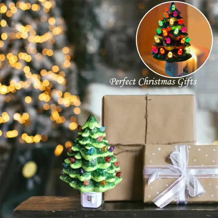 🎄Hand-Painted Christmas Ceramic Tree Night Light