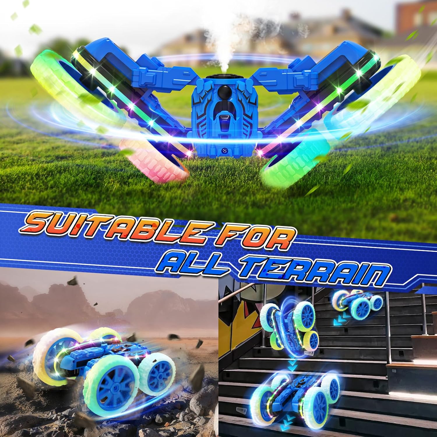 2.4Ghz 360°Rotating 4WD Spray RC Stunt Car