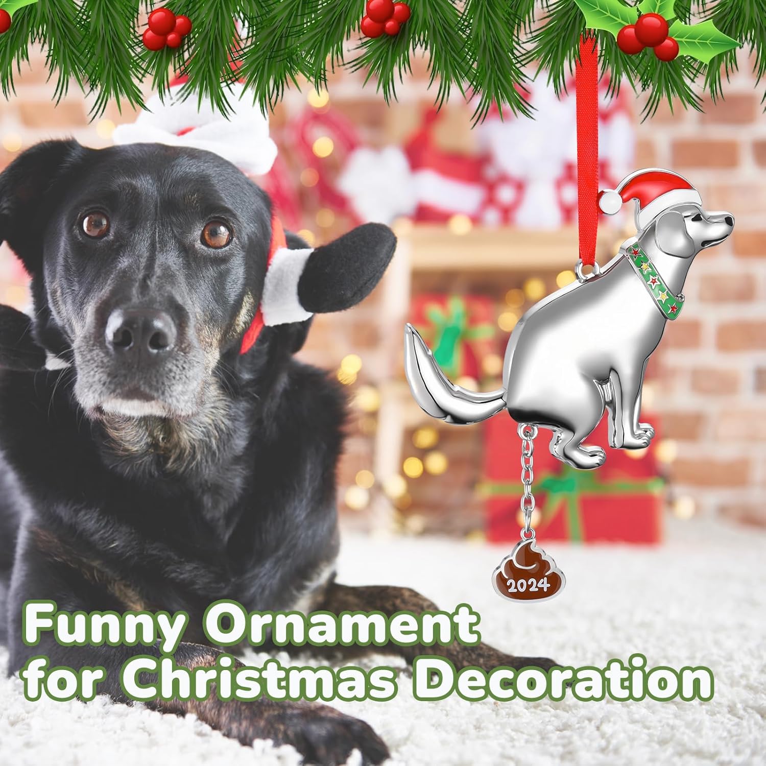 Funny Pooping Dog Ornament for Christmas Tree Decoration