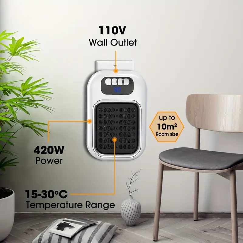 600W PTC Ceramic Wall-Mounted RC Space Heater