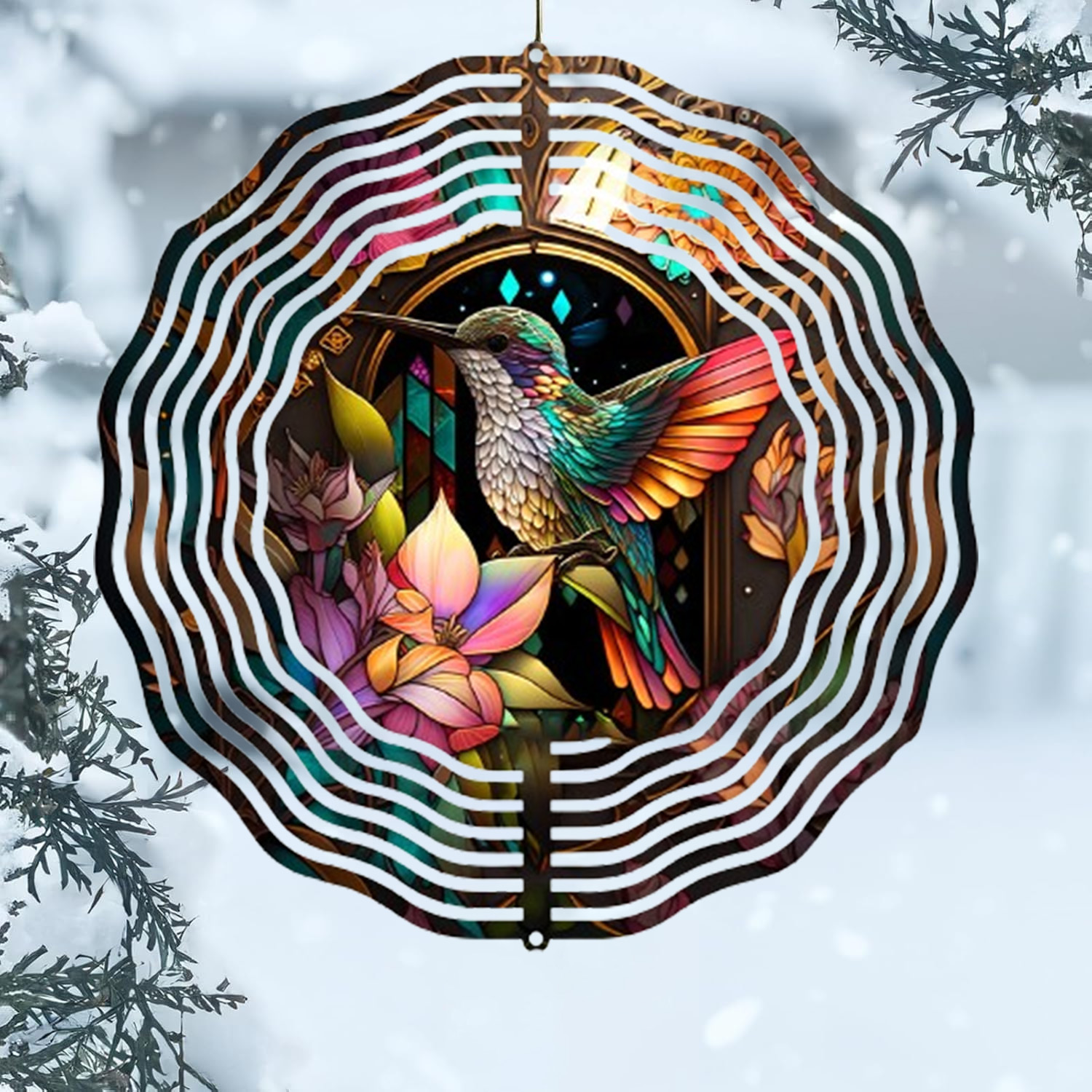 Stained Glass Style Multi-Color Kinetic Wind Spinners