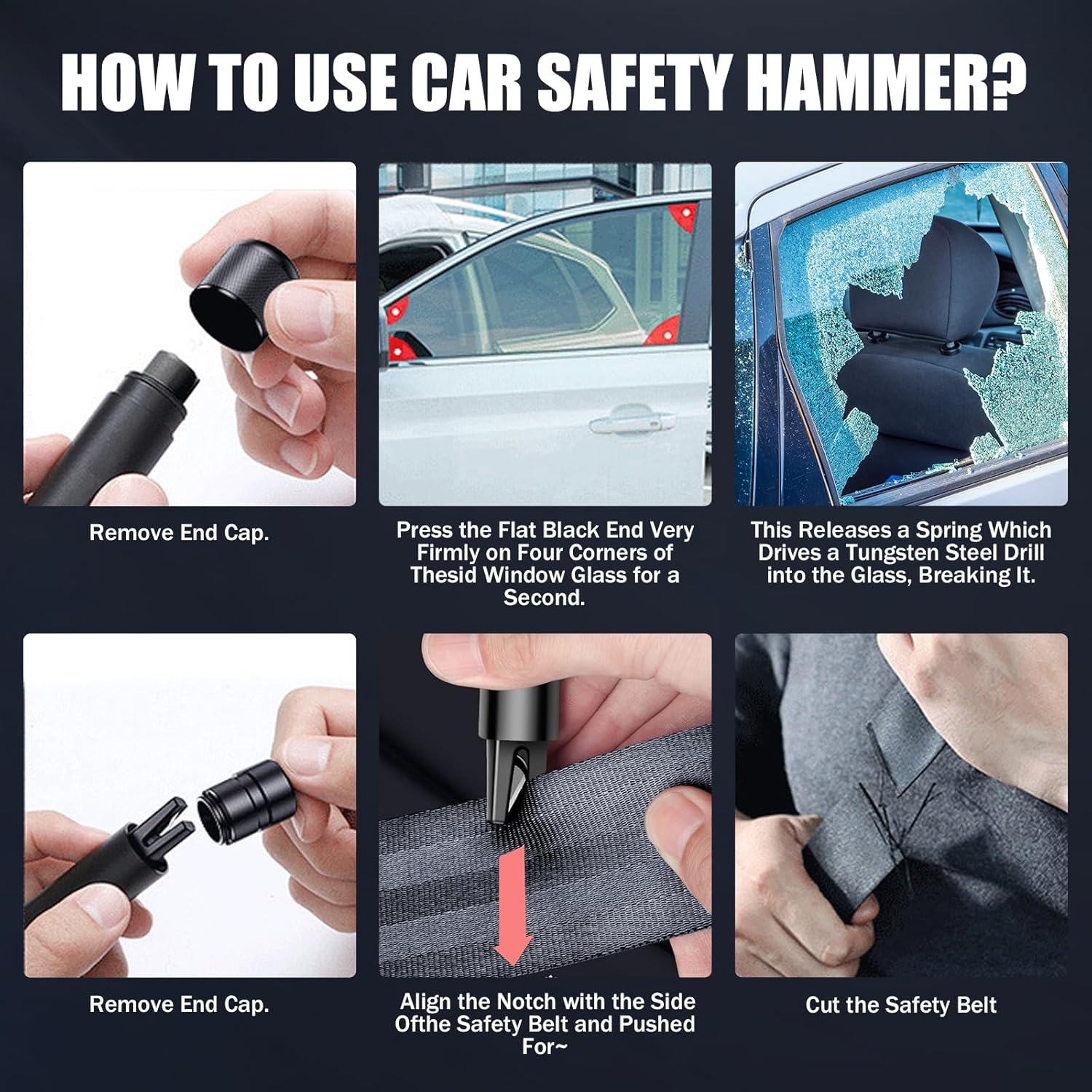 Multi-Function Life Hammer With Testing Kit and Car Holder