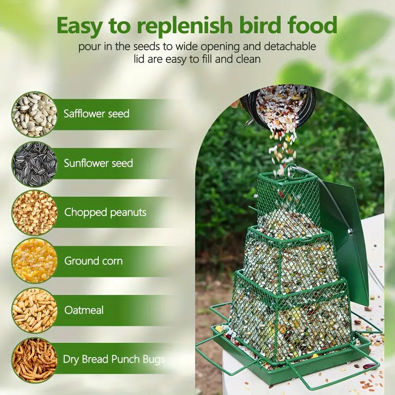 Hanging Bird Feeders Extendable Durable Large Capacity Iron Rain-proof