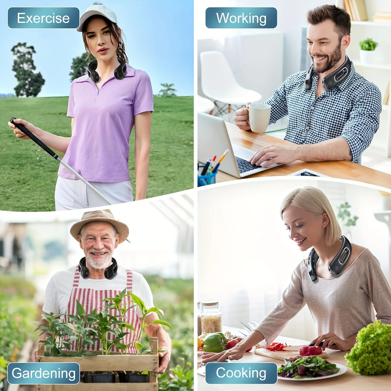 🌪️❄️Portable Neck Fan Saver Pro  – 360° Breeze Anywhere, Anytime! 🔋🎧