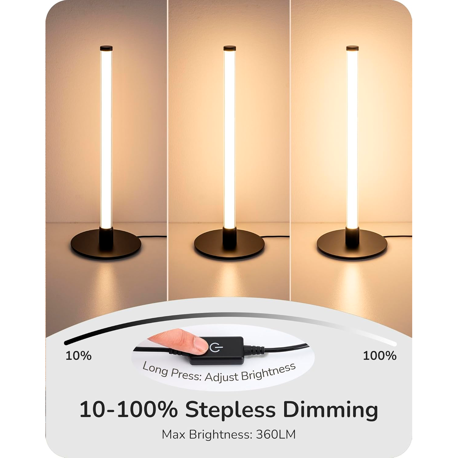 Modern Slim Bedside Lamp with 360° Illumination