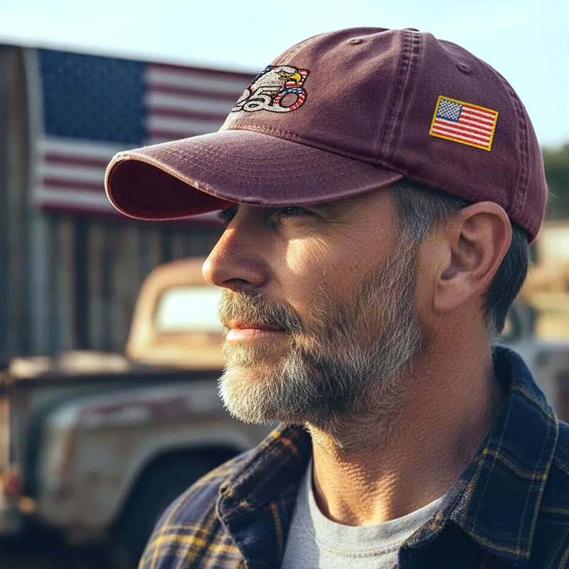 ✨✨250th Anniversary Washed Cap with Embroidered American Flag