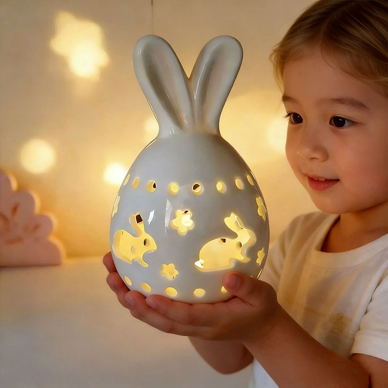 🐰 Easter Bunny Egg Resin Night Light – Soft Glow Spring Decor 💡✨