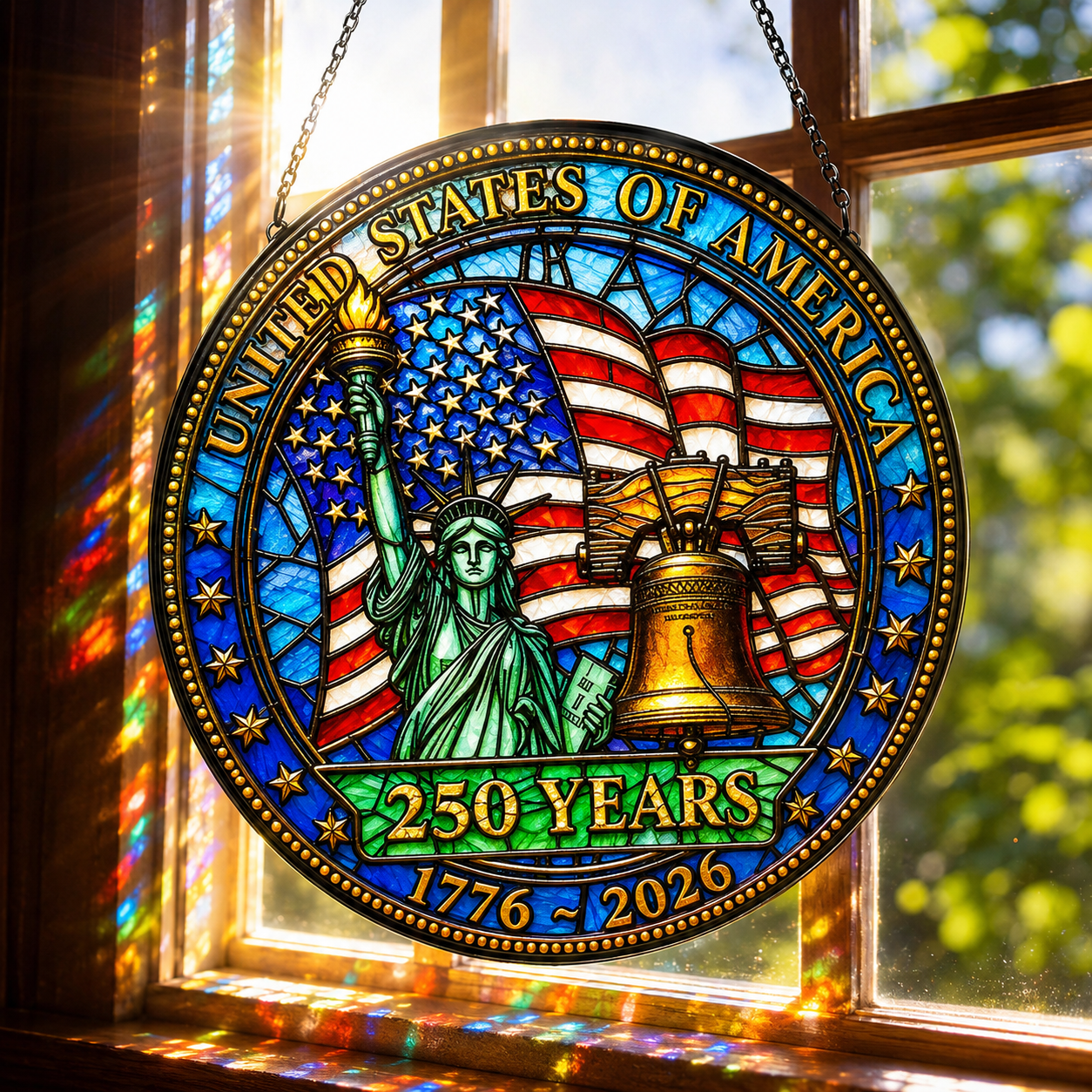 ✨ 250th Anniversary Patriotic Stained Glass Suncatcher