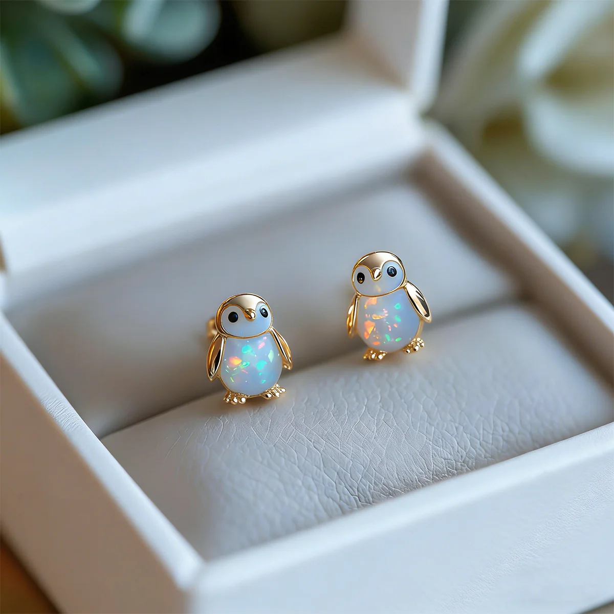 🔥⏰Valentine's Day 49% OFF!🐧Tiny Penguin Opal Stud Earrings