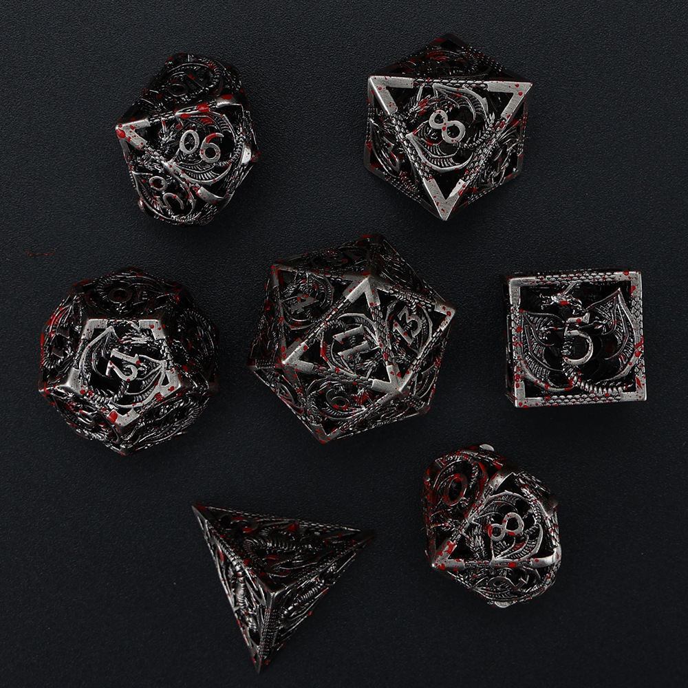 Hollow Metal Dragon Shaped Carving Dice Set