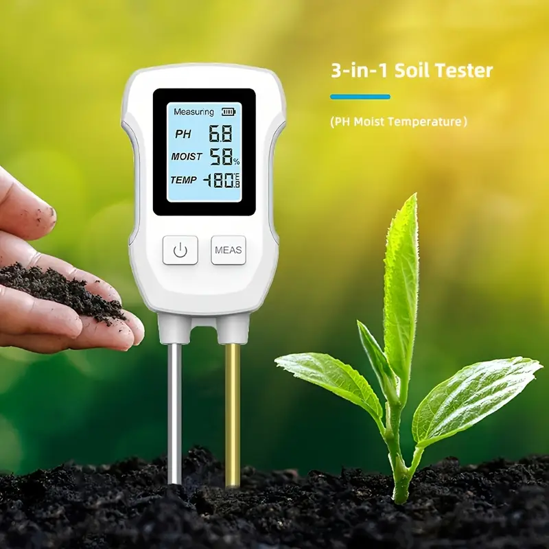 3-in-1 Soil Tester with LCD Display - Accurate pH, Moisture & Temperature Readings