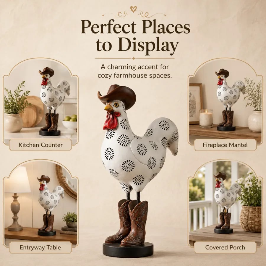 Places to display western rooster figurine