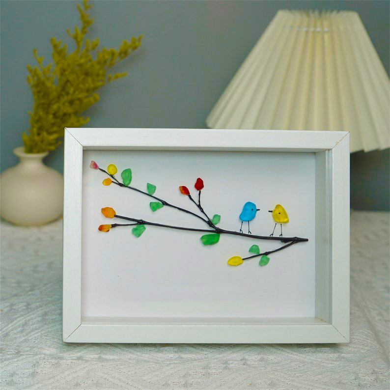 Sea Glass Birds Decor