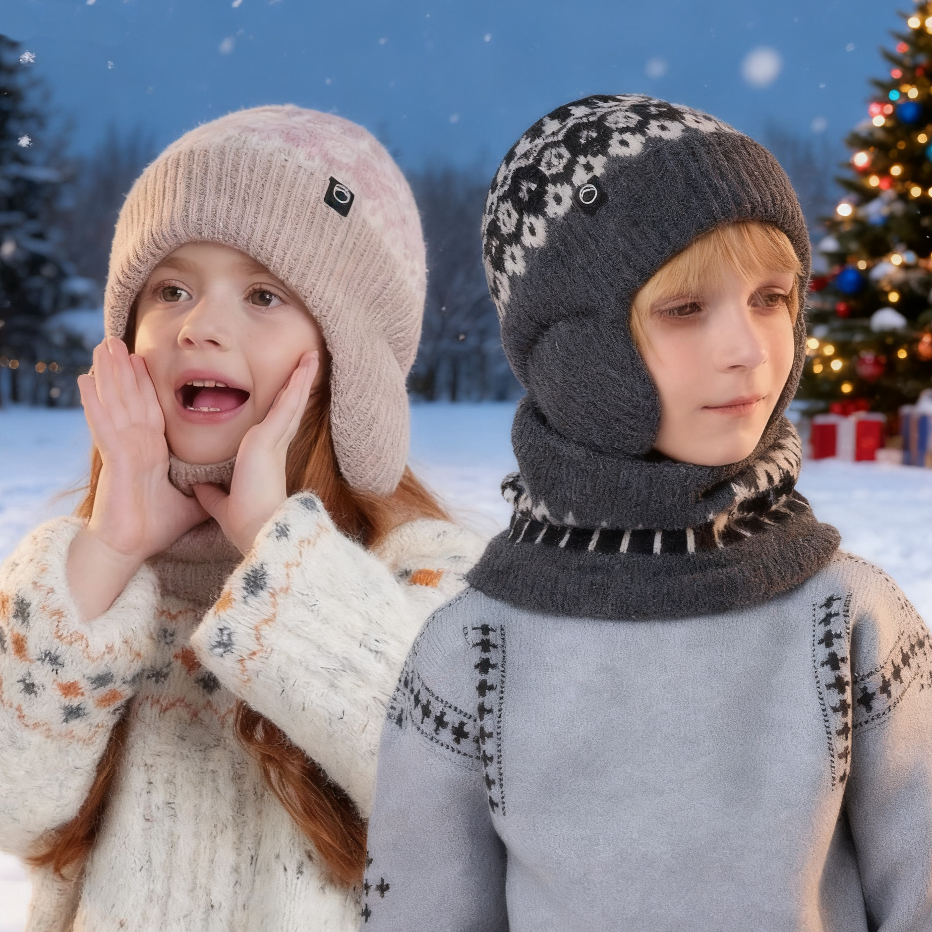 2 in 1 Hat Scarf Winter Set