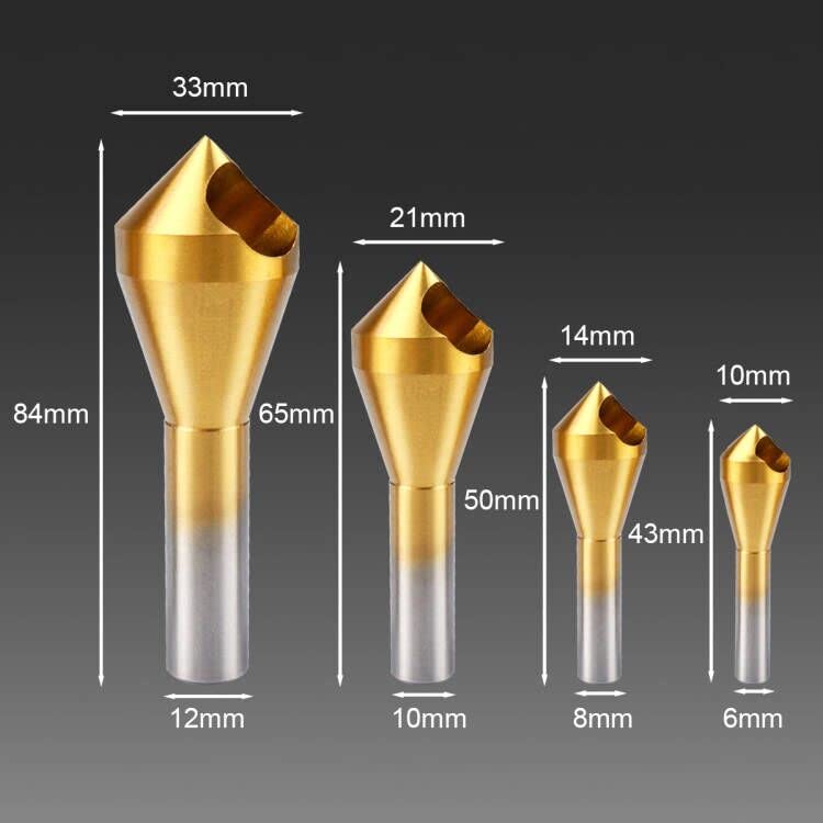Titanium Coated Countersink Chamfer Tool  4 PCS