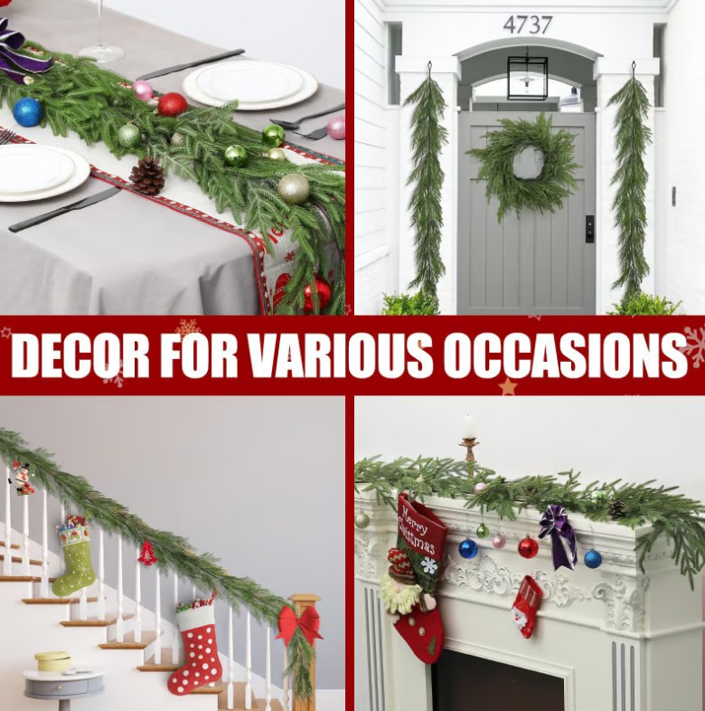 6 Ft / 9 Ft Realistic Christmas Fireplace DIY Garland