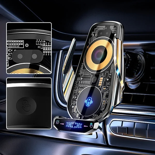 🔥Wireless Charging Car Mute Mobile Phone Navigation Transparent Industrial Style Bracket
