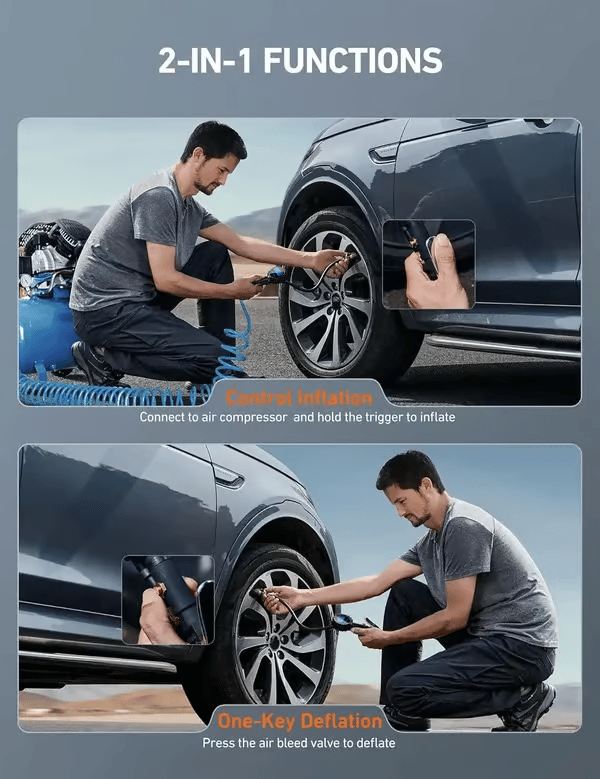 🏎️ Digital Tire Inflator with Pressure Gauge