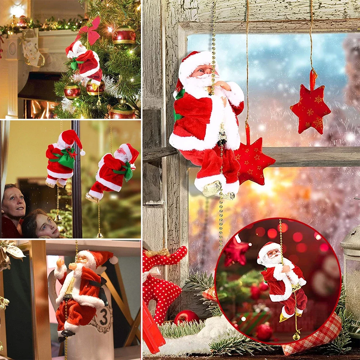 Electric Chimney Climbing Santa Claus Musical Toys
