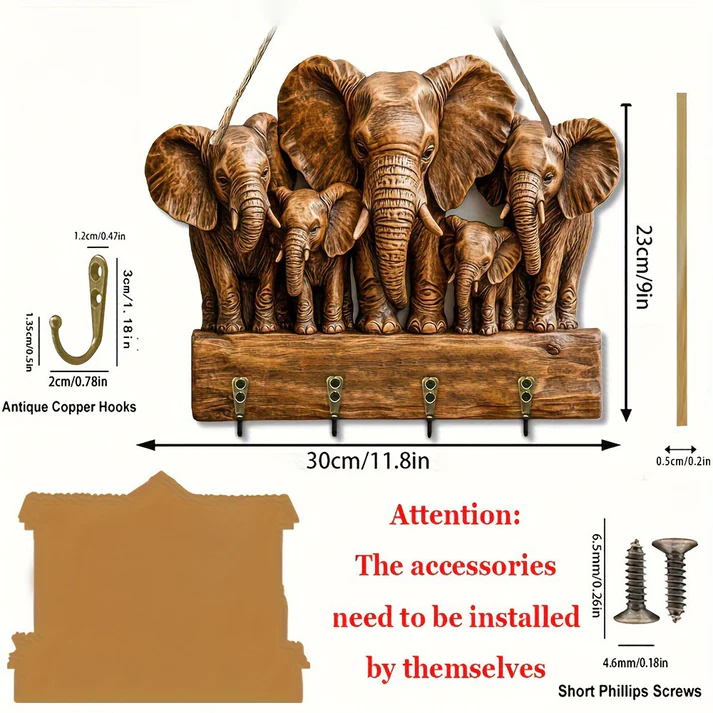 🐮 Rustic Highland Cow Wooden Family Key Holder Hanging Ornament with 4 Hooks