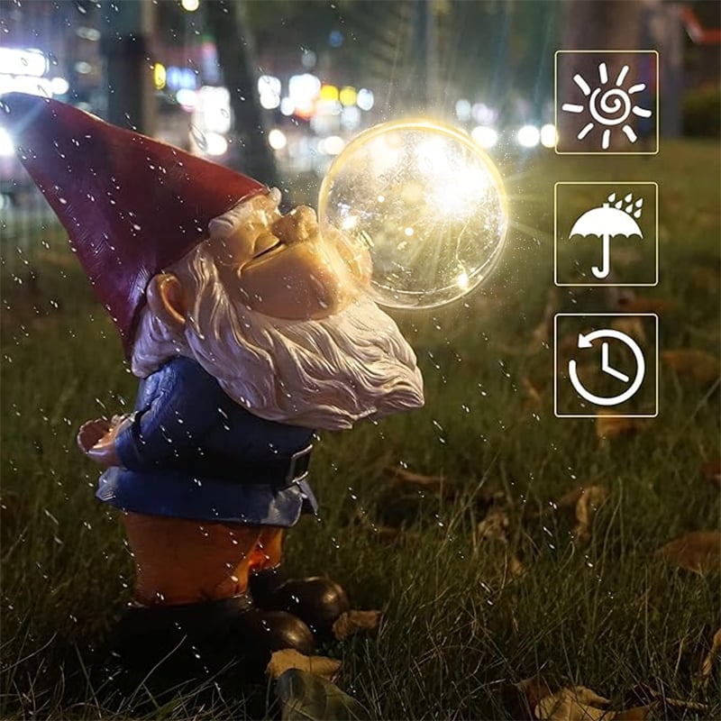 Hilarious Gnome Blowing A Bubble Garden Statue