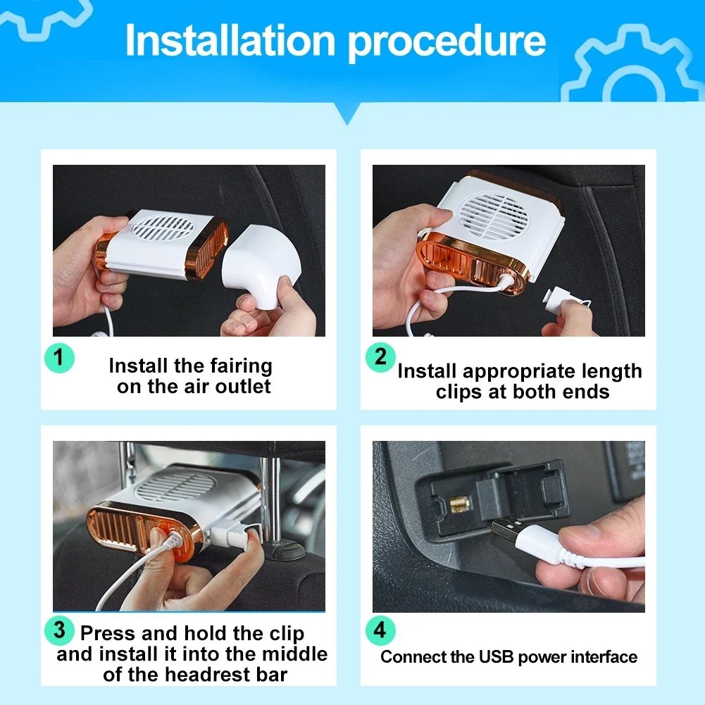 3-Speeds Car Seat Cooling Fan