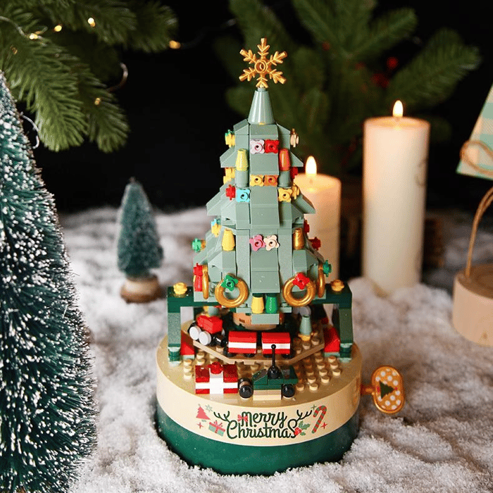 Christmas Tree Music Box Built With 361 Building Blocks