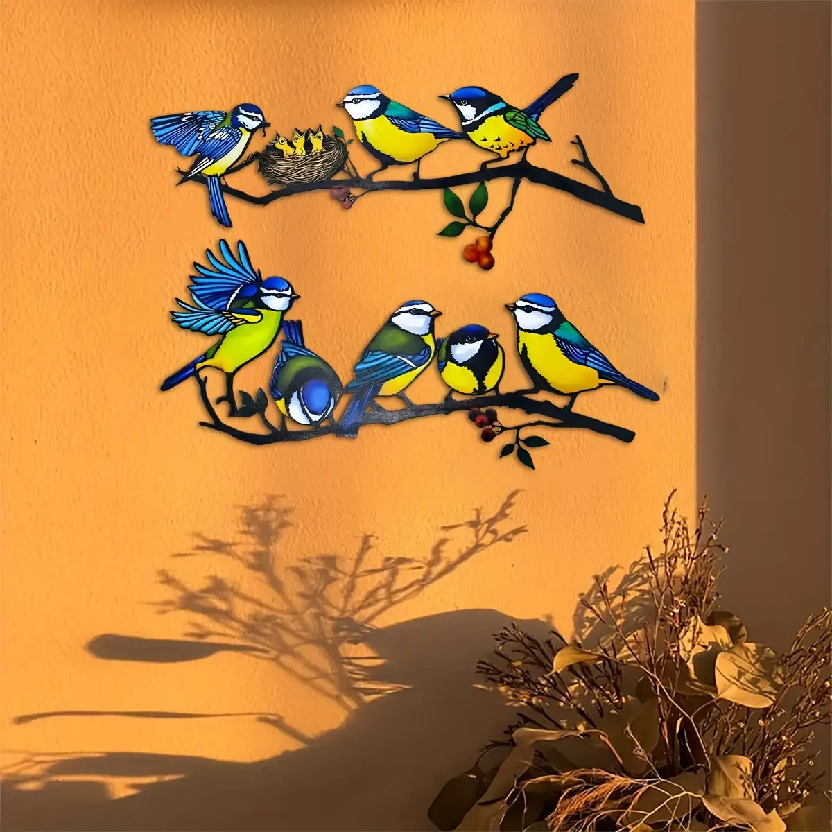 🐦 Colorful Metal Bird Wall Art – Vibrant Garden & Home Decor ✨