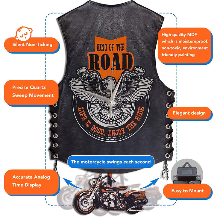 🔥Hot Sale 49% OFF 🏍️Motorcycle Vest Mute Wall Clock 