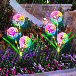 Solar garden lights outdoor waterproof colorful dandelion lights for outside decor