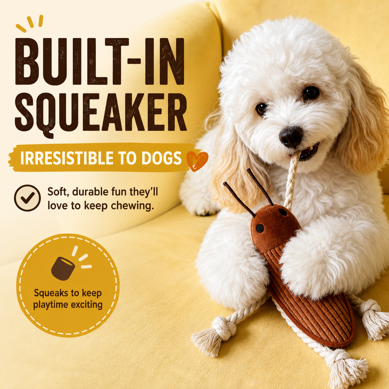 🐶Cockroach‑Shaped Rope Dog Toy