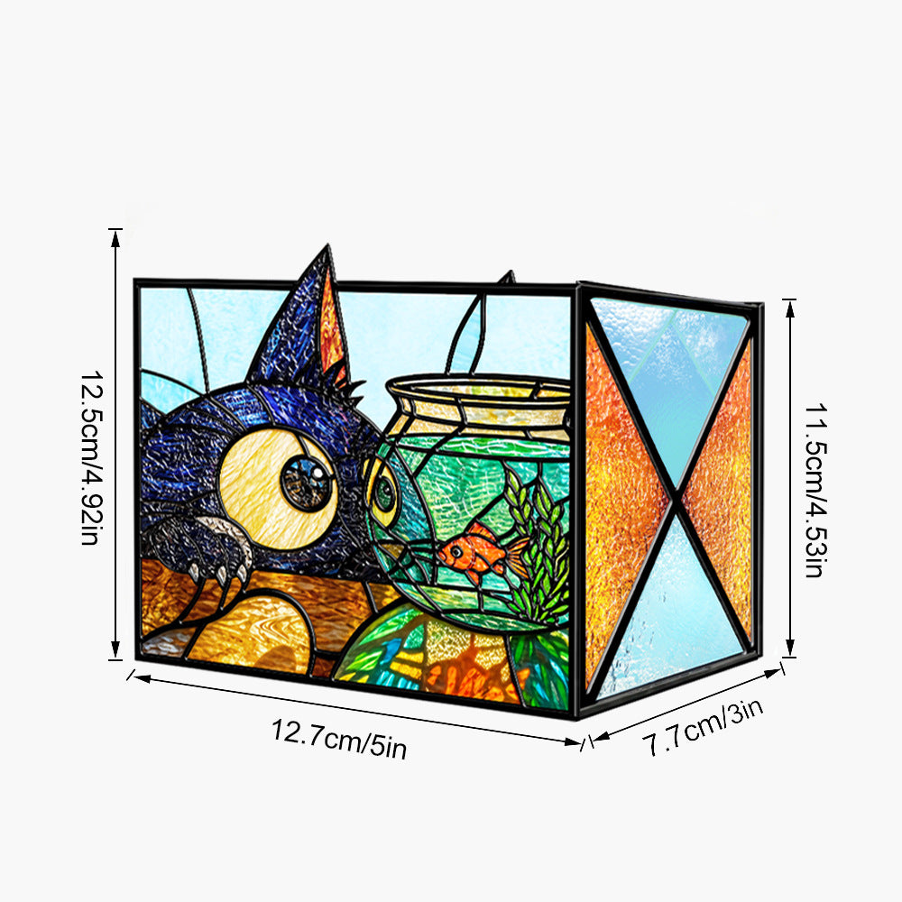 Stained-Glass-Style Acrylic Pen Holder for Colorful Desk Décor