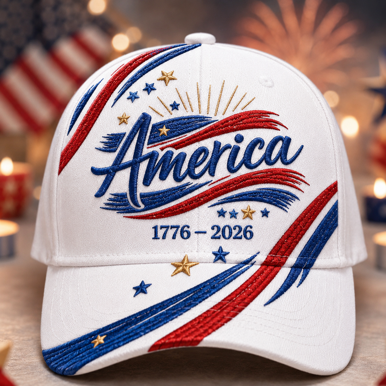 1776–2026 250th Anniversary Embroidered Cap❤️🤍💙