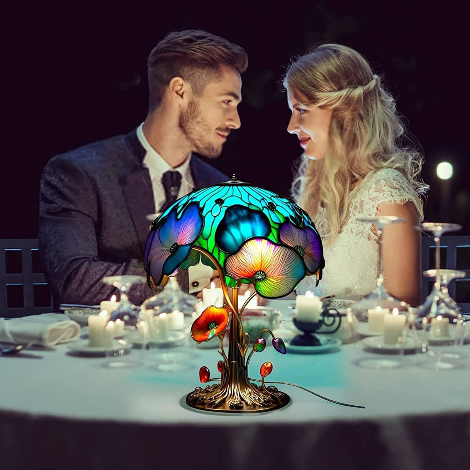 Mushroom Stained Glass Plant Series Table Lamp