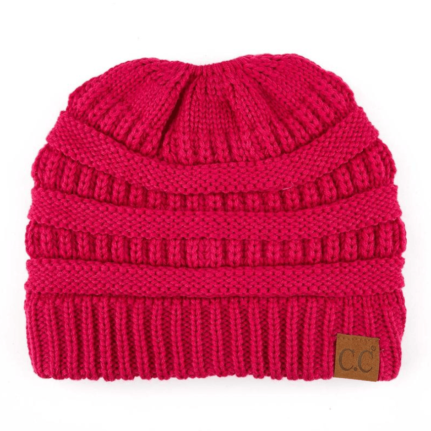 🎅Women's Ponytail Beanie – Chic & Cozy Cable Knit Hat for Fall and Winter, with Adjustable High Ponytail Opening