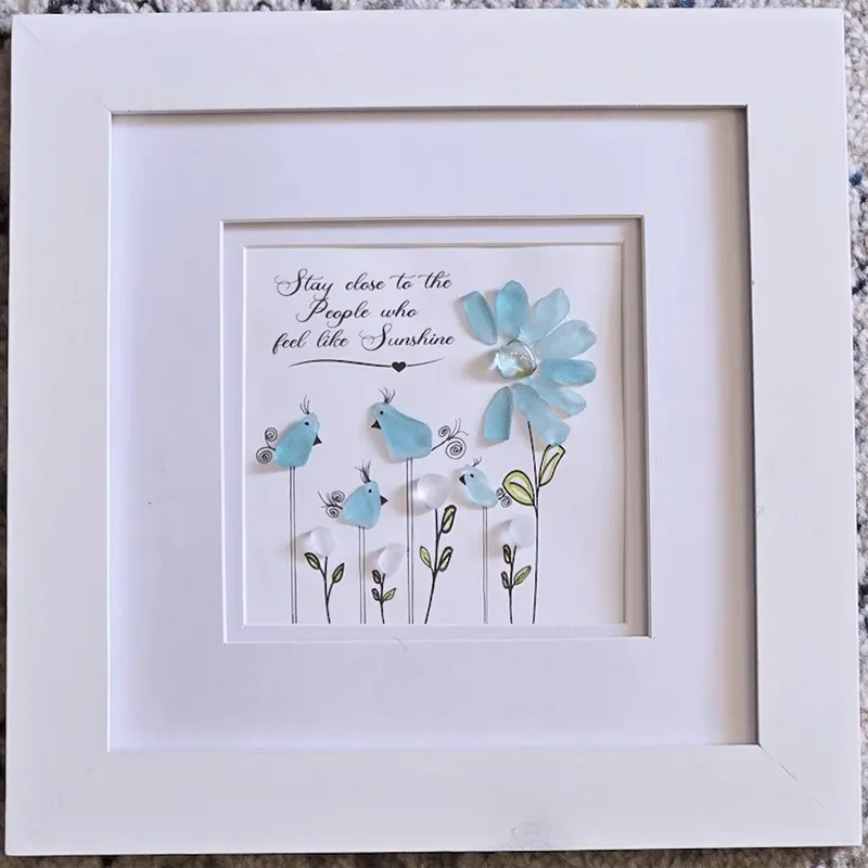 Friendship Sea Glass Bird Art