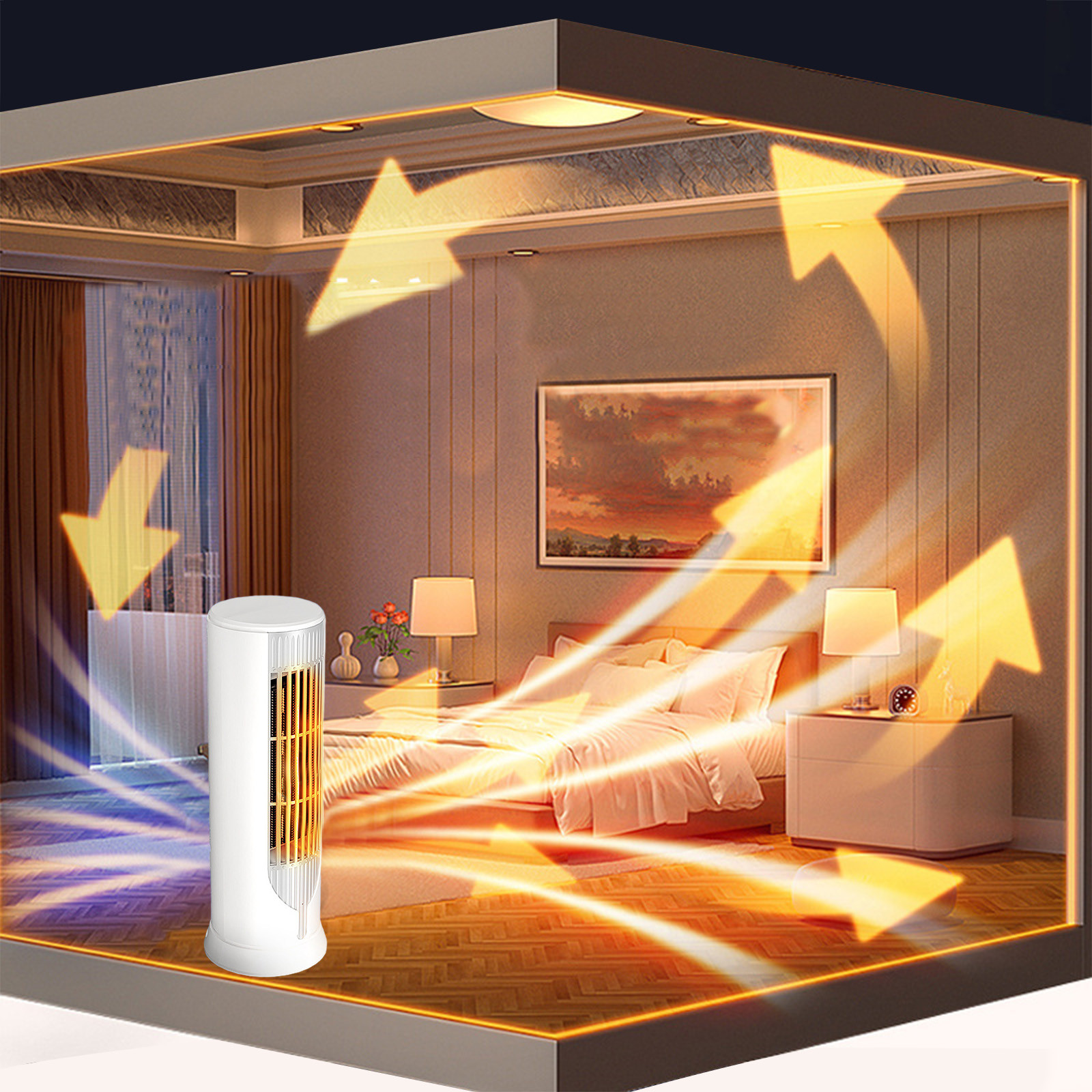 Vertical Heater, Circulating Heating Fan, 2 Modes, 1000W Overheat Protection Small Floor For Home Office